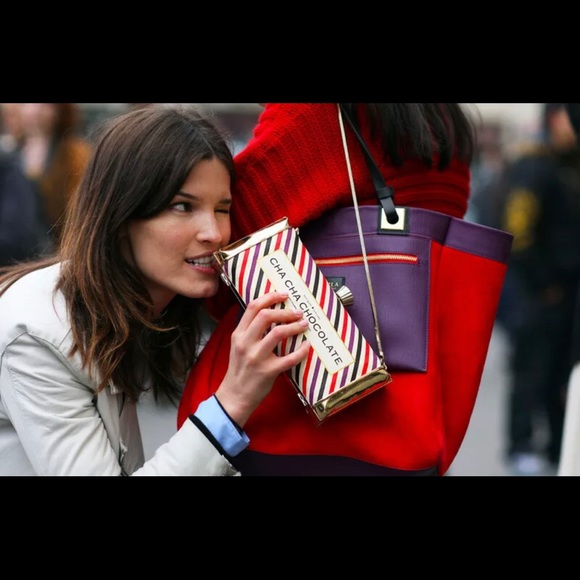 Kate Spade Cha Cha Chocolate Striped Clutc… - Picture 2 of 8
